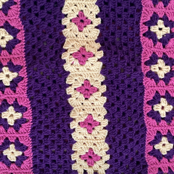 Brand New Granny Square Morocco Inspired Throw, Lap Robe, Crib Blanket 46”x34” - Picture 3 of 4